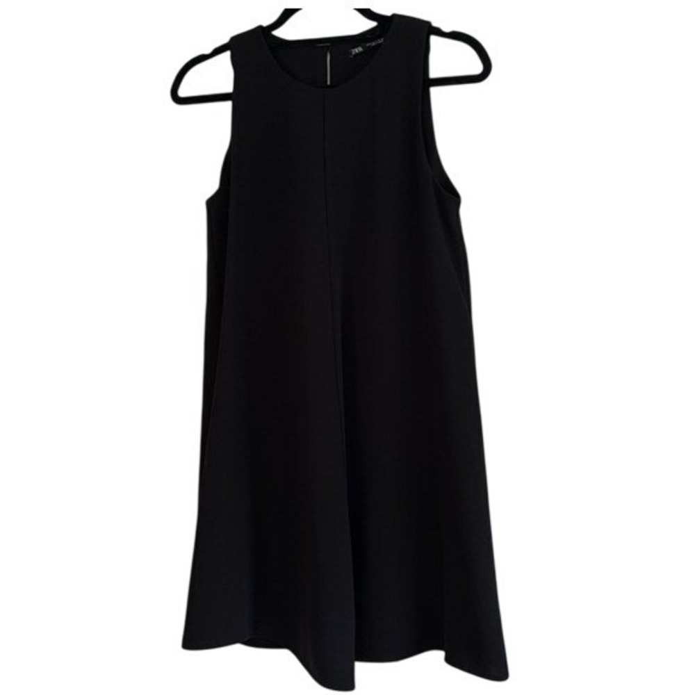 Zara Black Sleeveless A-Line LBD Keyhole Back Cocktail‎ Dress S Minimalist